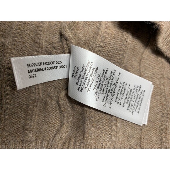 Lauren Ralph Lauren Cable Knit Sweater Dress Midi Wool Cashmere Brown Size XL - Picture 8 of 8